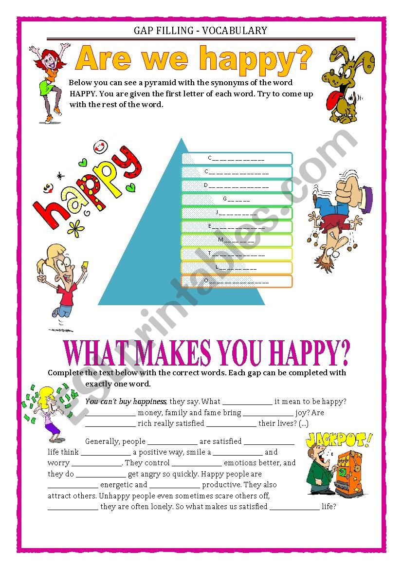 GAP FILLING - HAPPY - READING worksheet