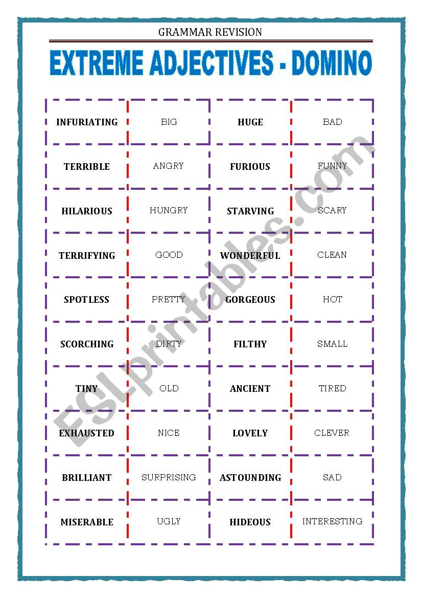 DOMINO - EXTREME ADJECTIVES  worksheet