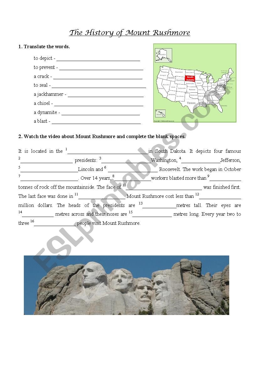 Mount Rushmore video exercise worksheet