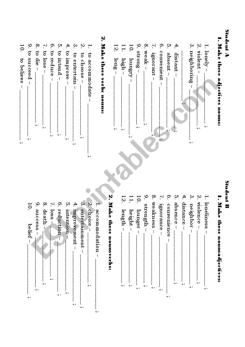 Word Building worksheet