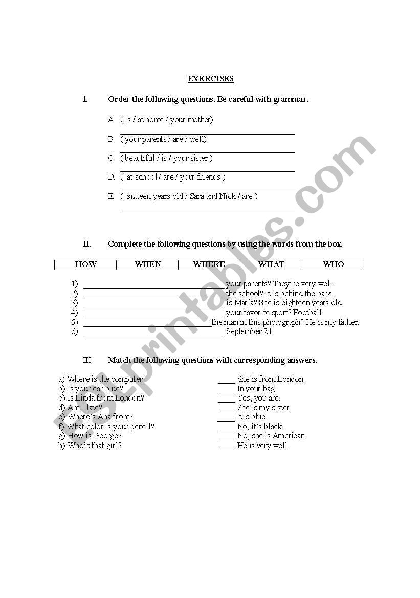 interrogative form of verb to be