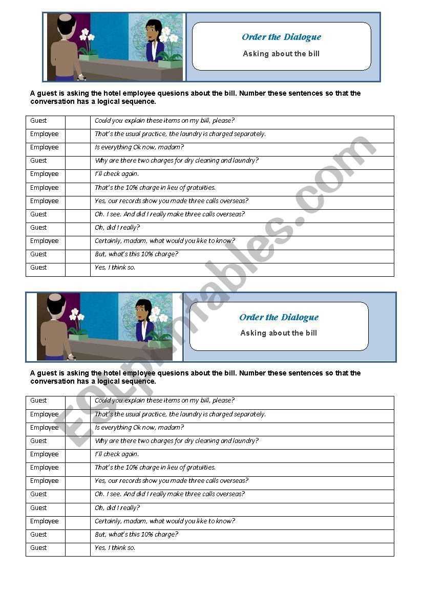 Tourism - Asking about the bill dialogue