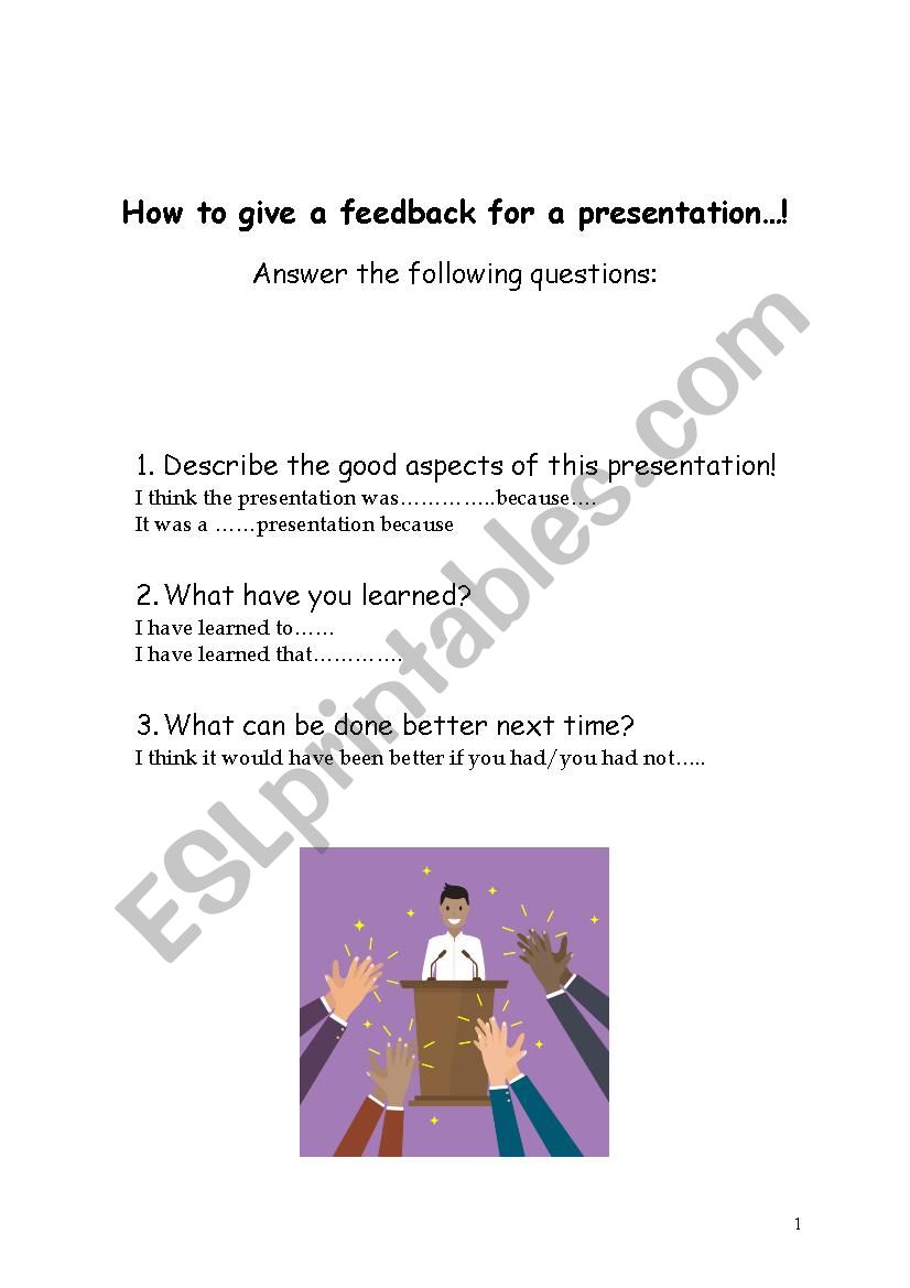 Giving feedback for a presentation