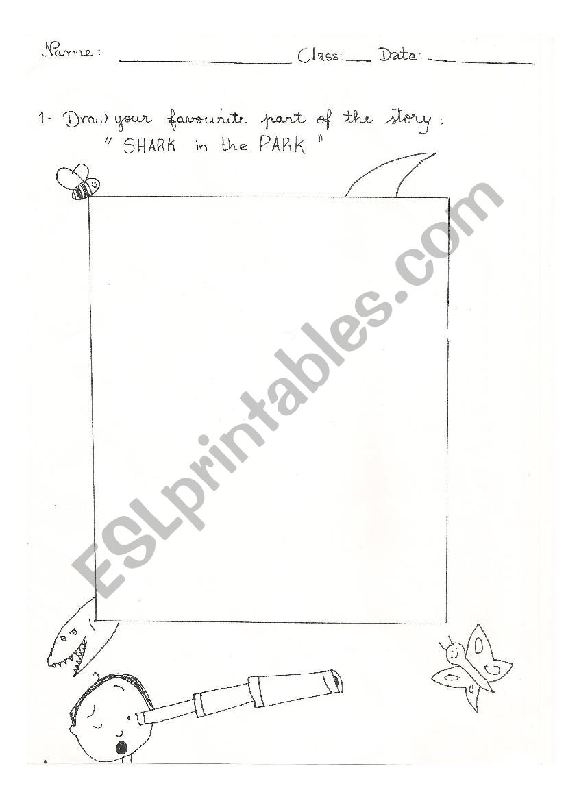 shark in the park dawing sheet