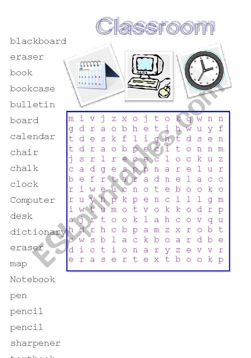 Basic classroom items worksheet