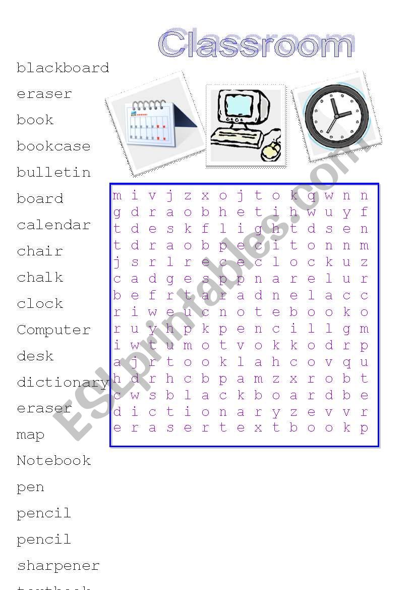 Basic classroom items worksheet
