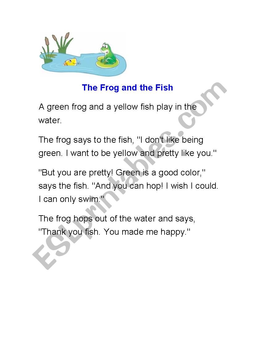 The frog and the fish worksheet