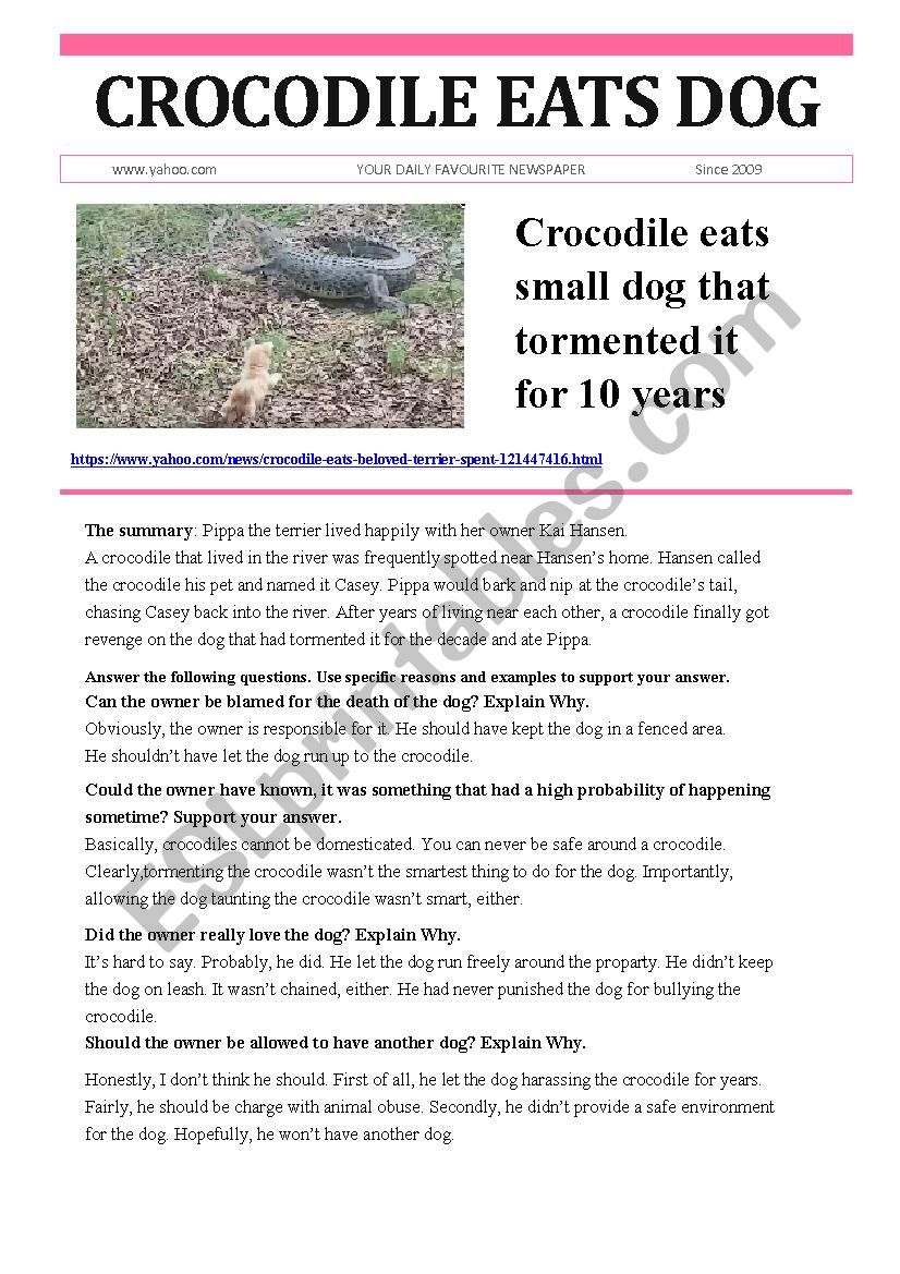 Crocodile eats dog - key included
