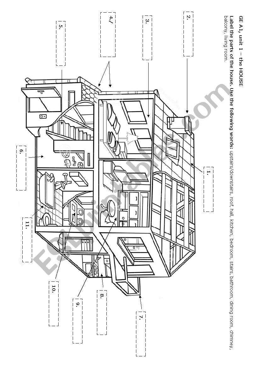 Rooms in the house worksheet