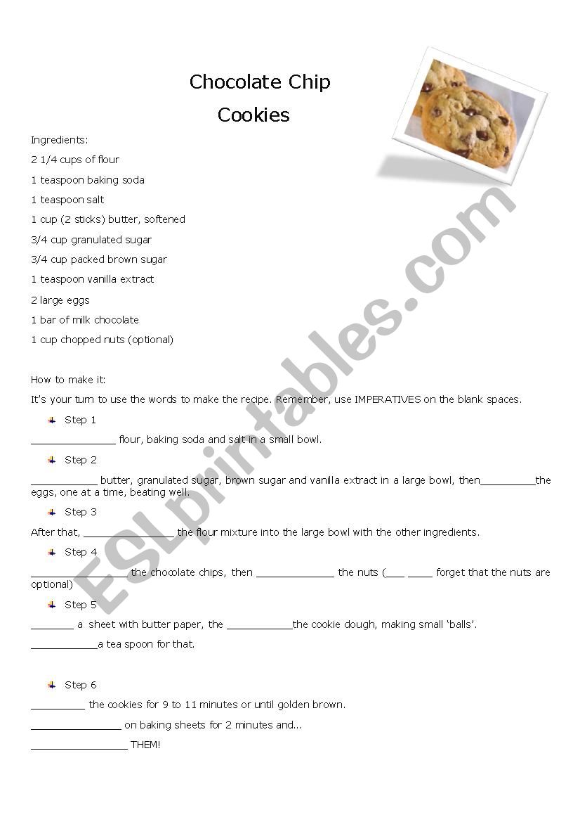 Chocolate Chips Cookies worksheet