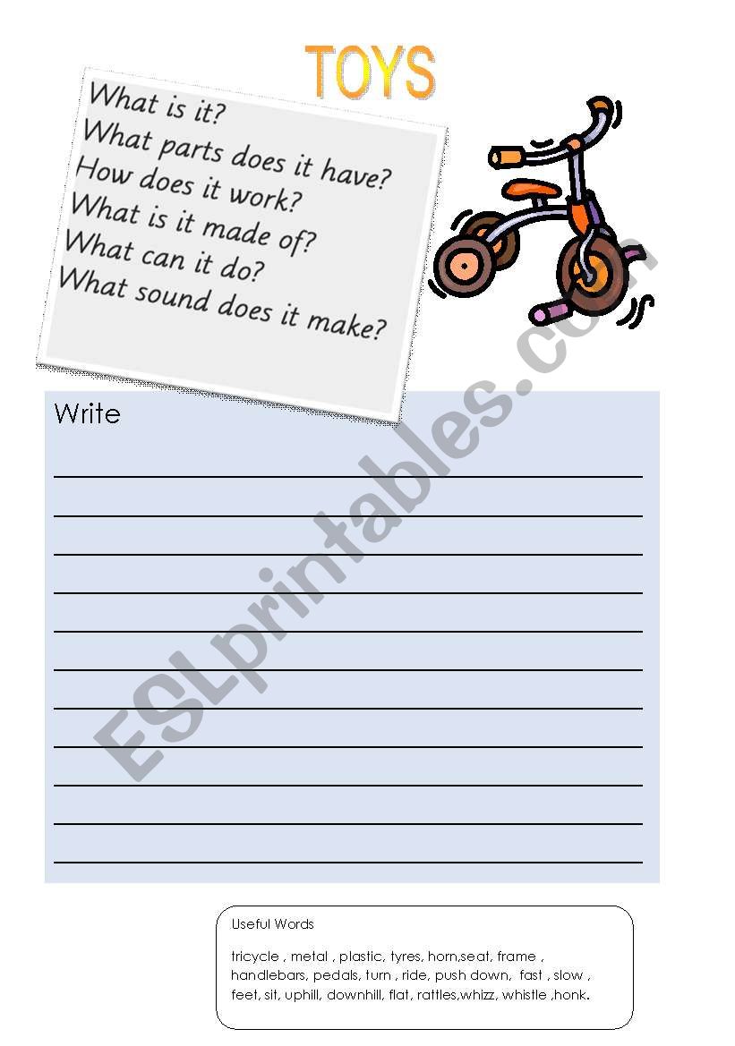 Writing about toys 2  worksheet