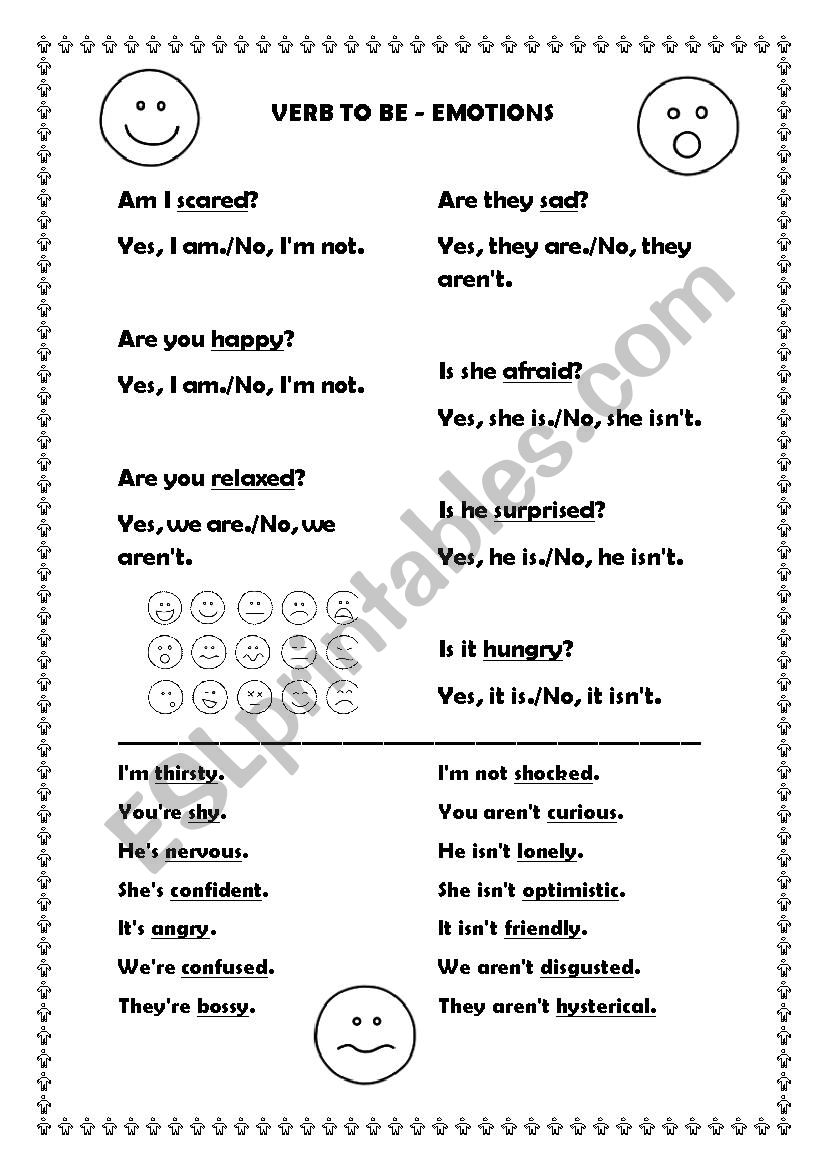 Expressing Emotions with verb TO BE