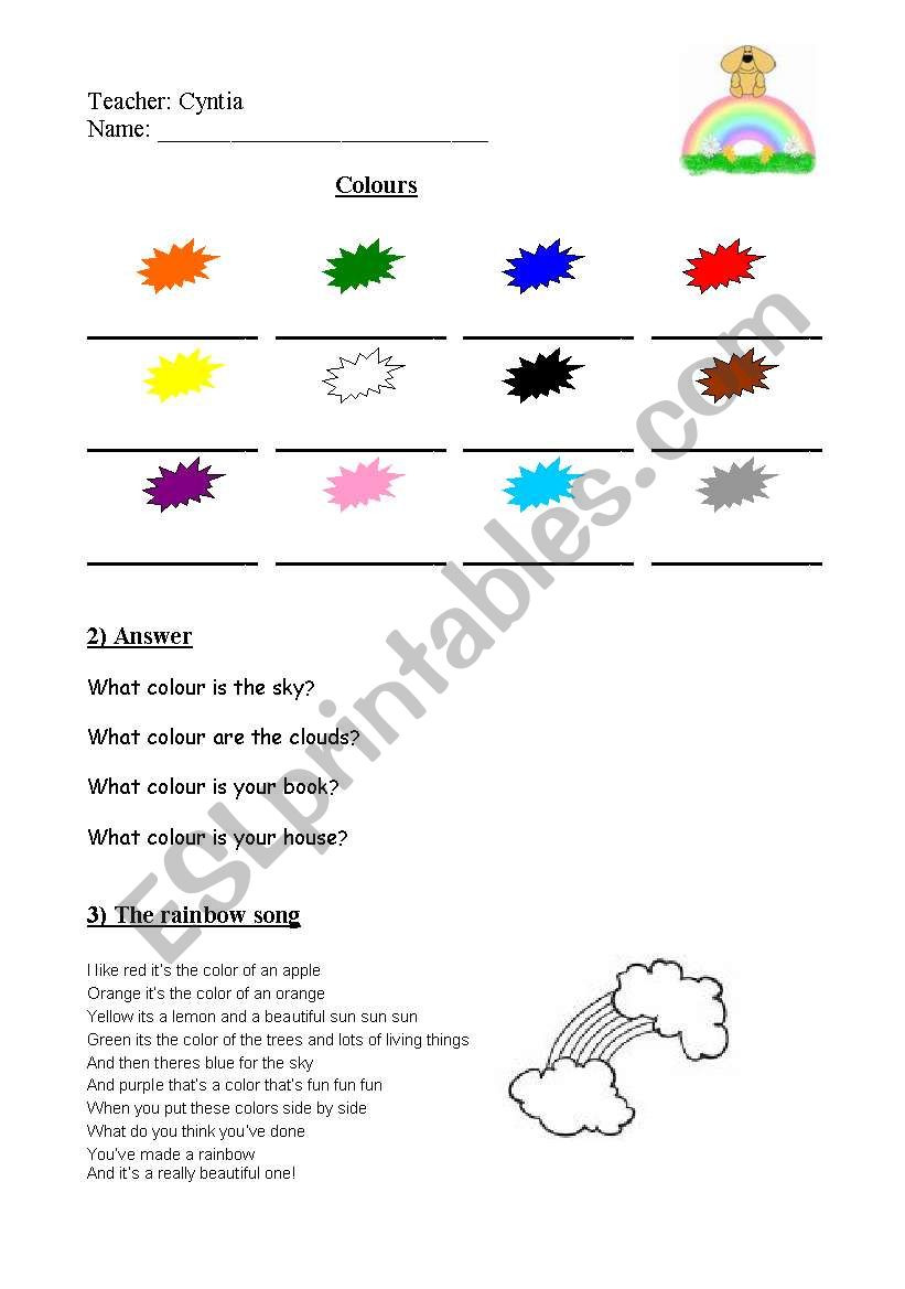 The colours worksheet