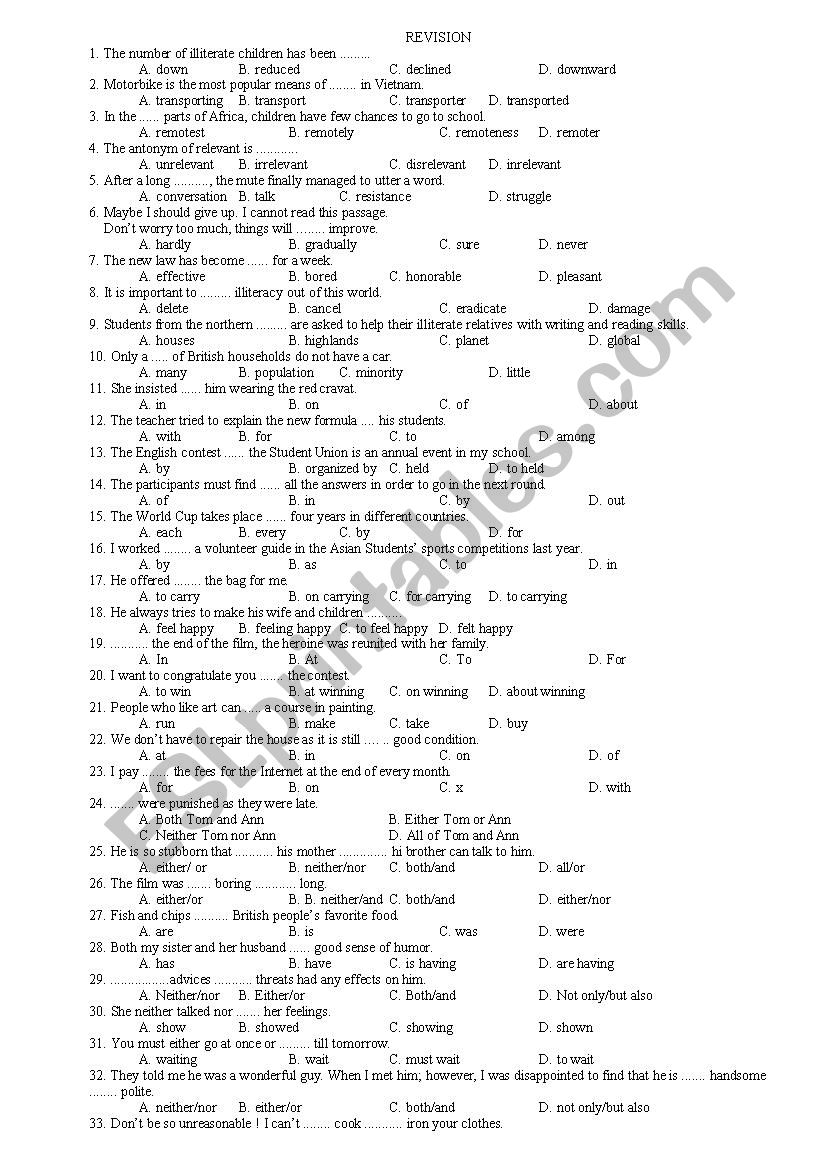  INTERMEDIATE GRAMMAR worksheet