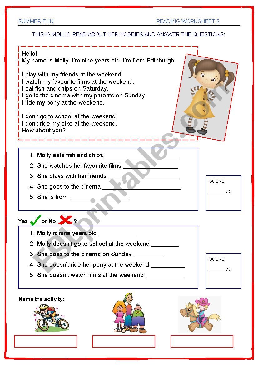 Summer Fun - Reading 2 worksheet