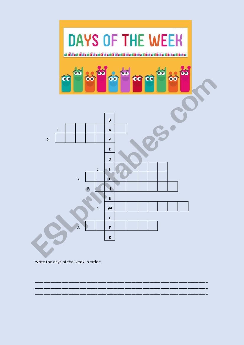 Days of the Week worksheet