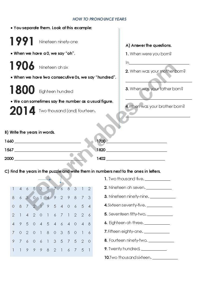 Years puzzle and pronunciation