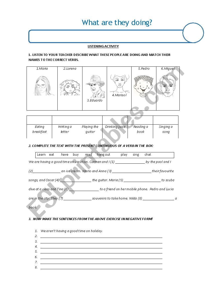 present continuous worksheet