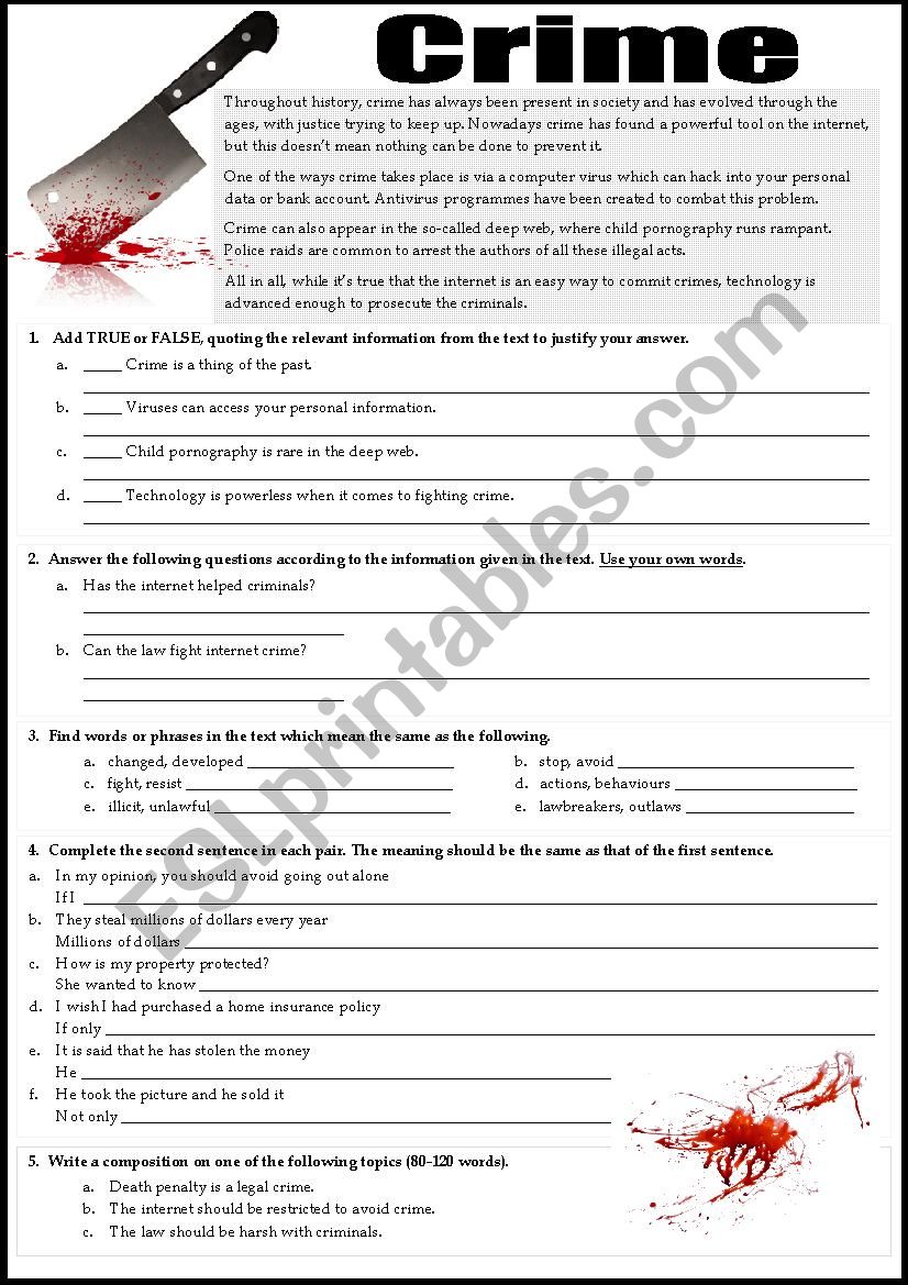 CRIME  worksheet