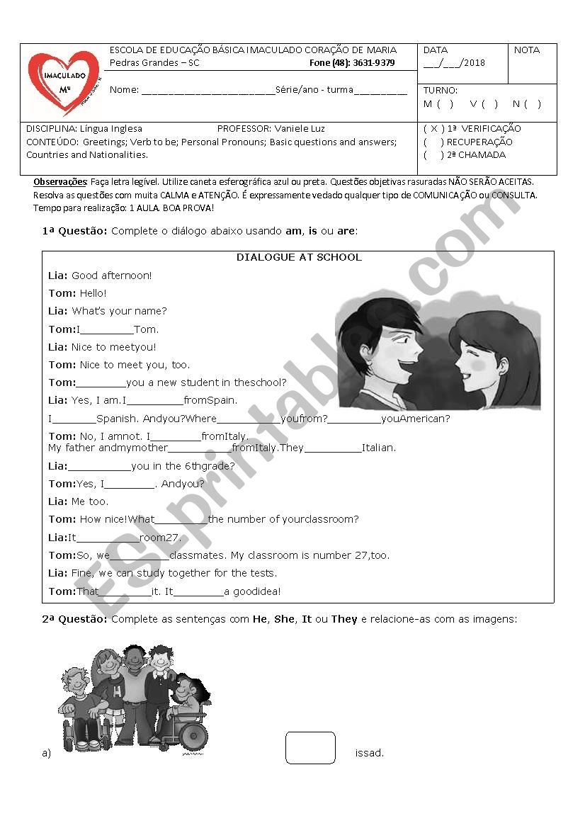 English test worksheet