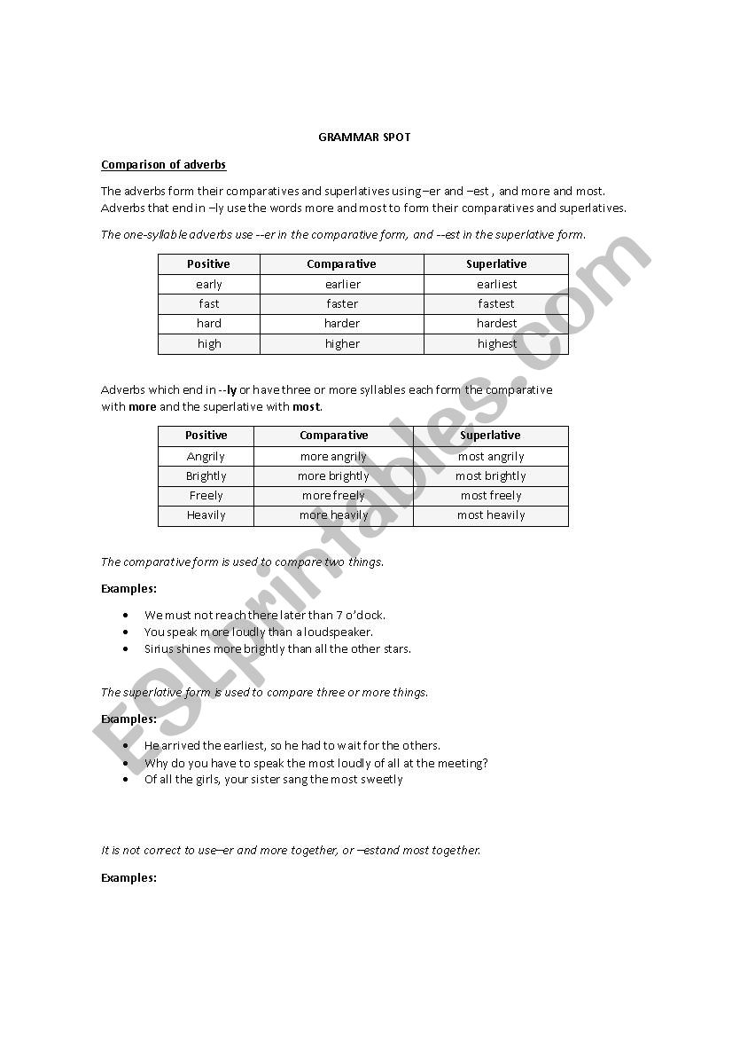 Grammar Spot worksheet