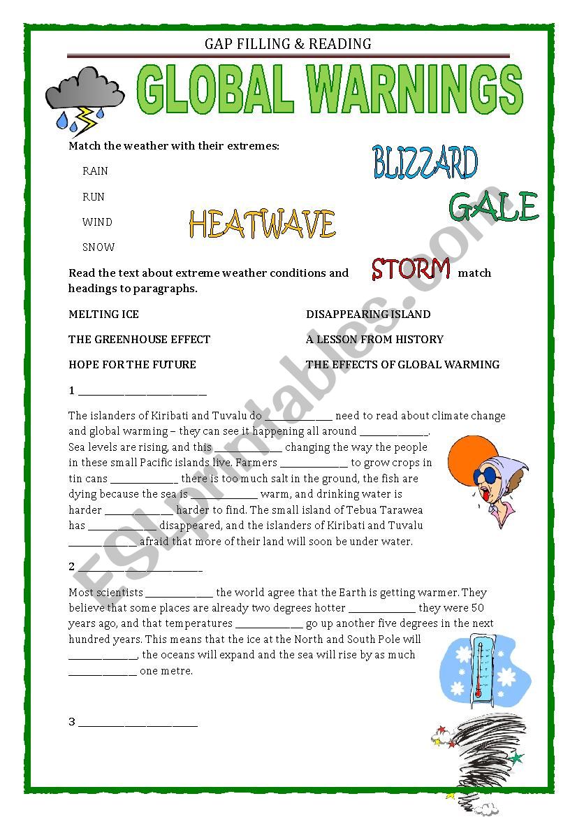 GAP FILLING AND WEATHER VOCABULARY