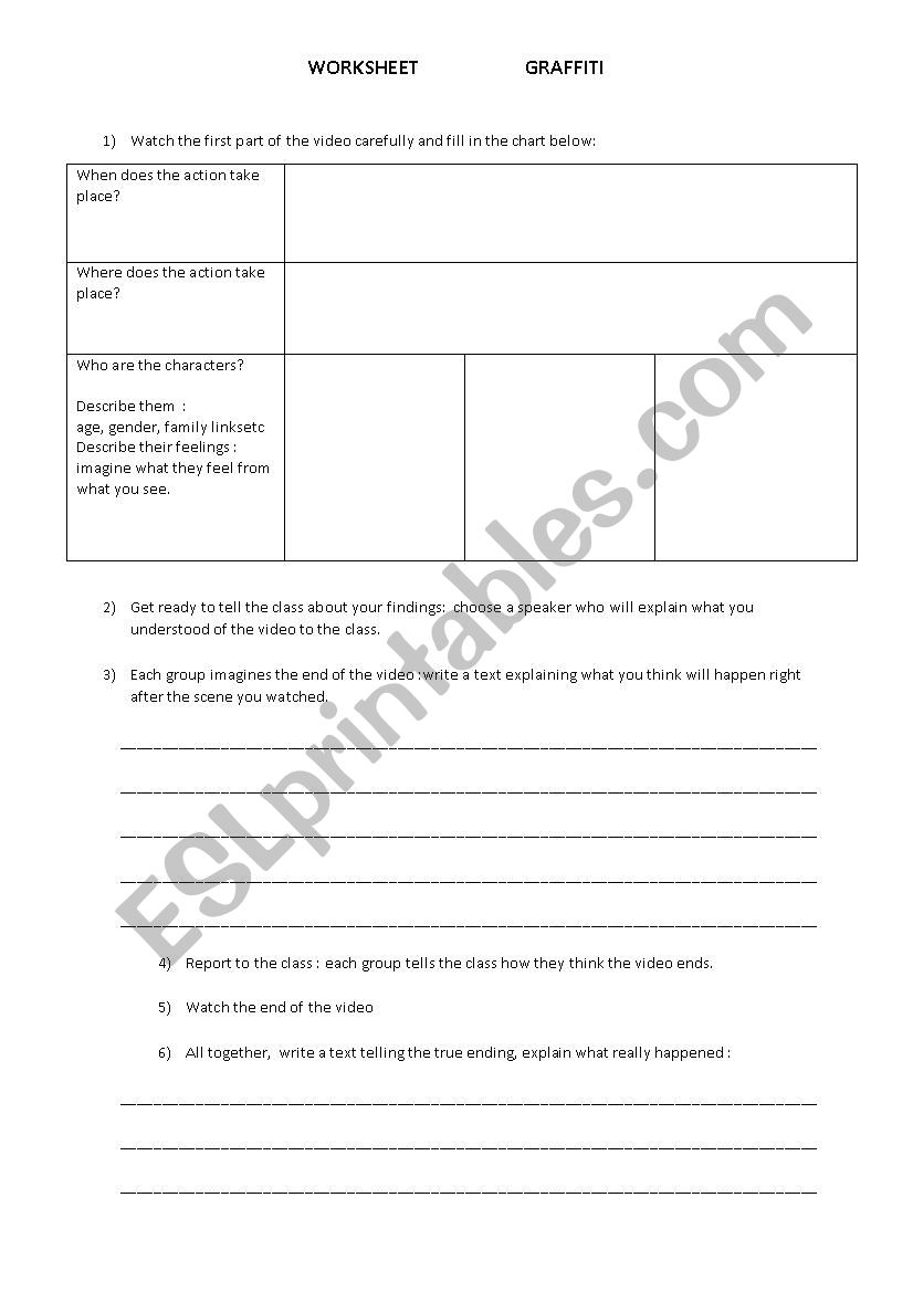 graffiti video worksheet