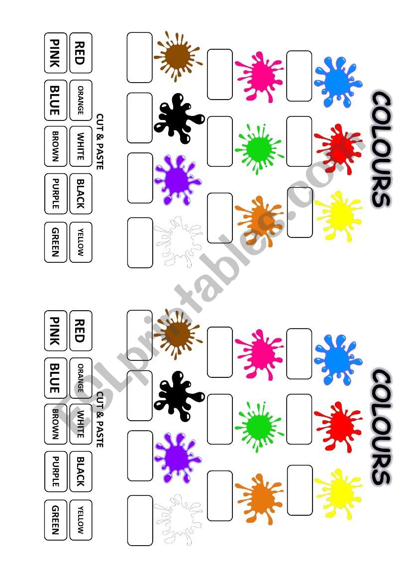 Colours (cut and glue) worksheet