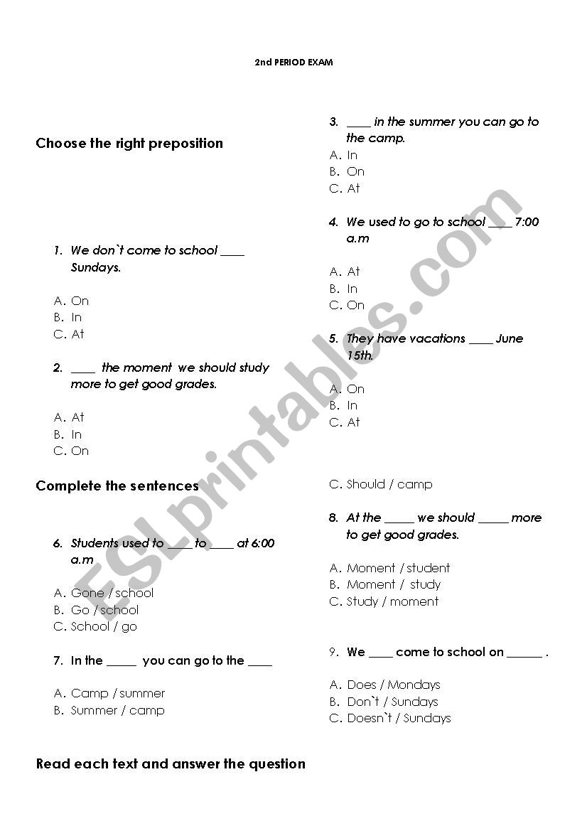 FAST B1 EXAM worksheet