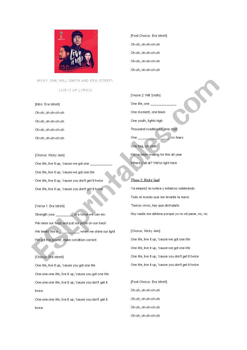 Fifa world cup song worksheet