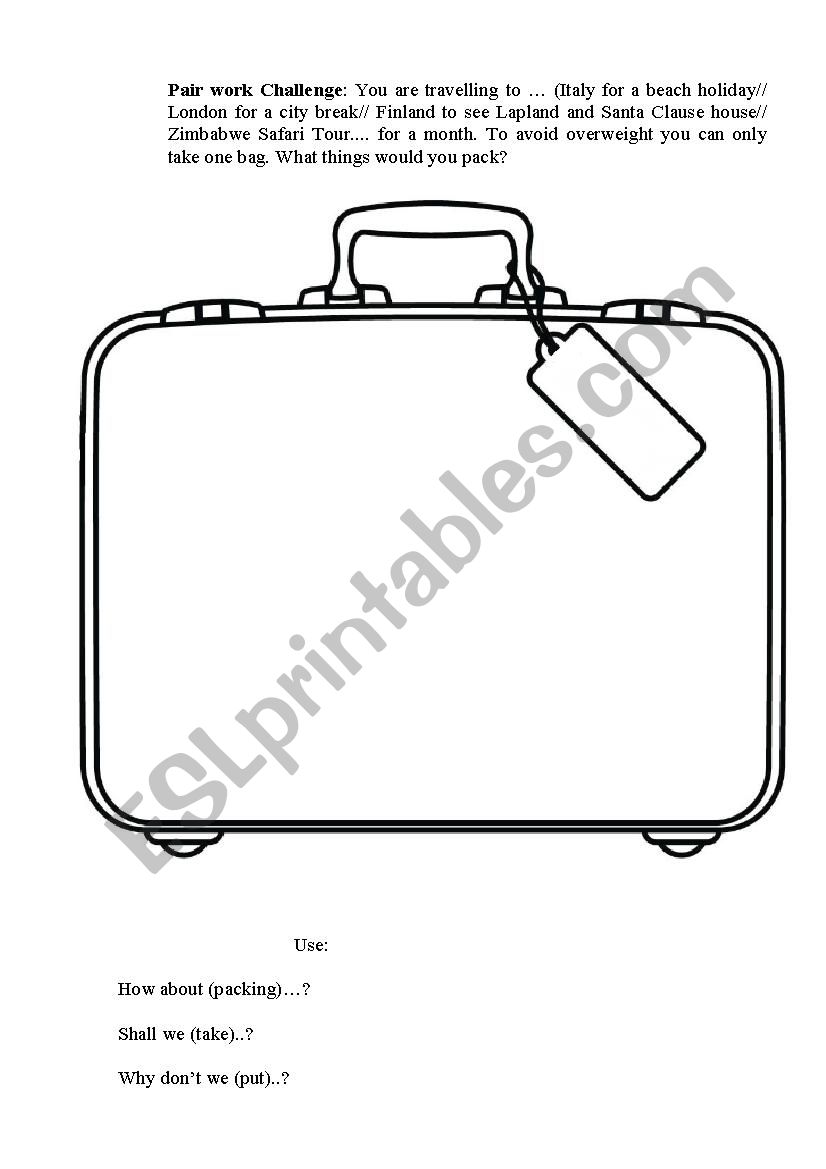 Suitcase challenge worksheet