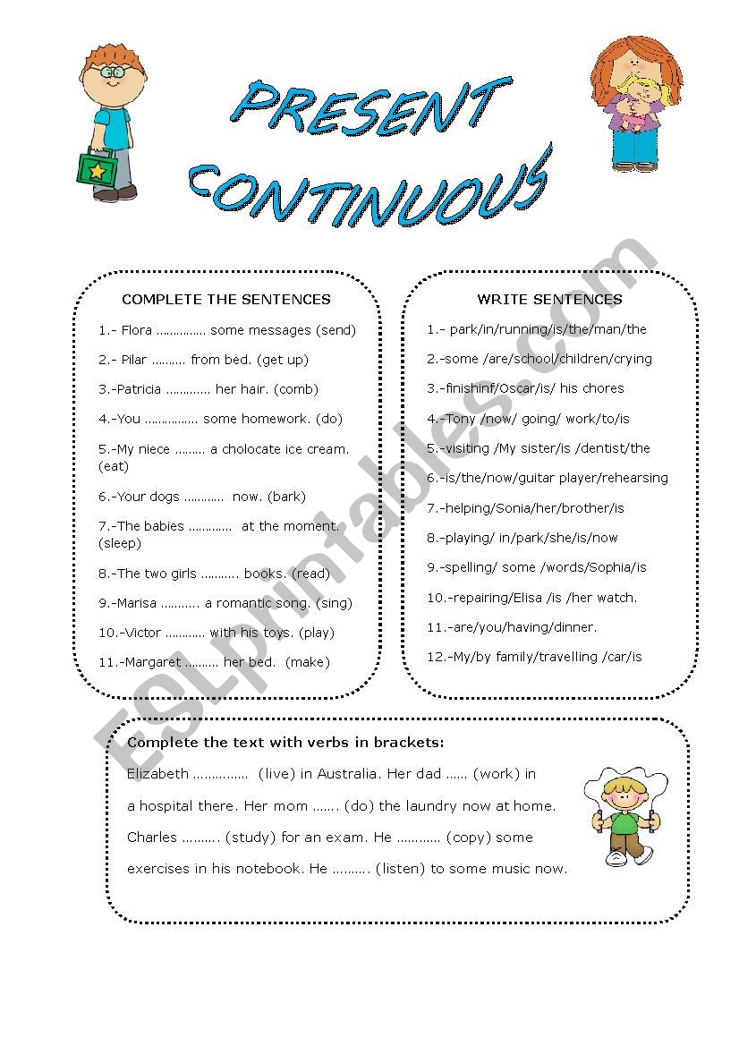 PRESENT CONTINUOUS TENSE worksheet