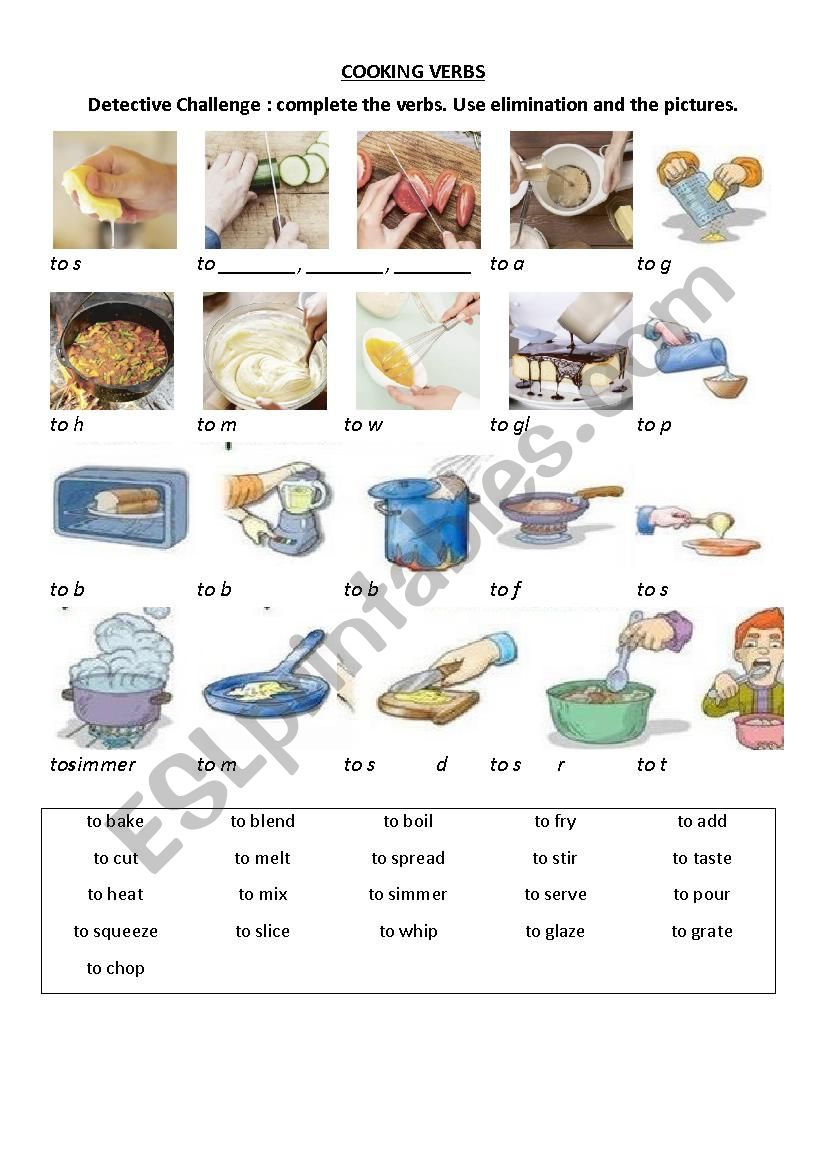 Cooking Verbs worksheet