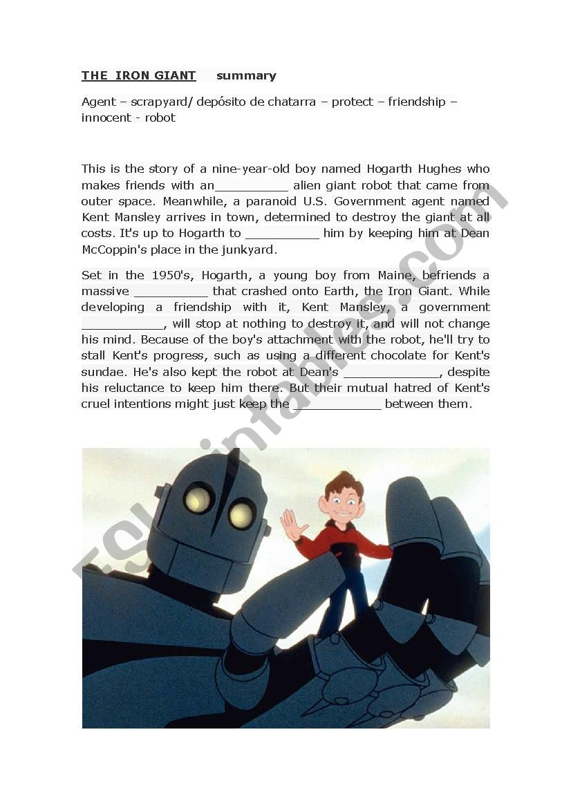 The iron giant worksheet