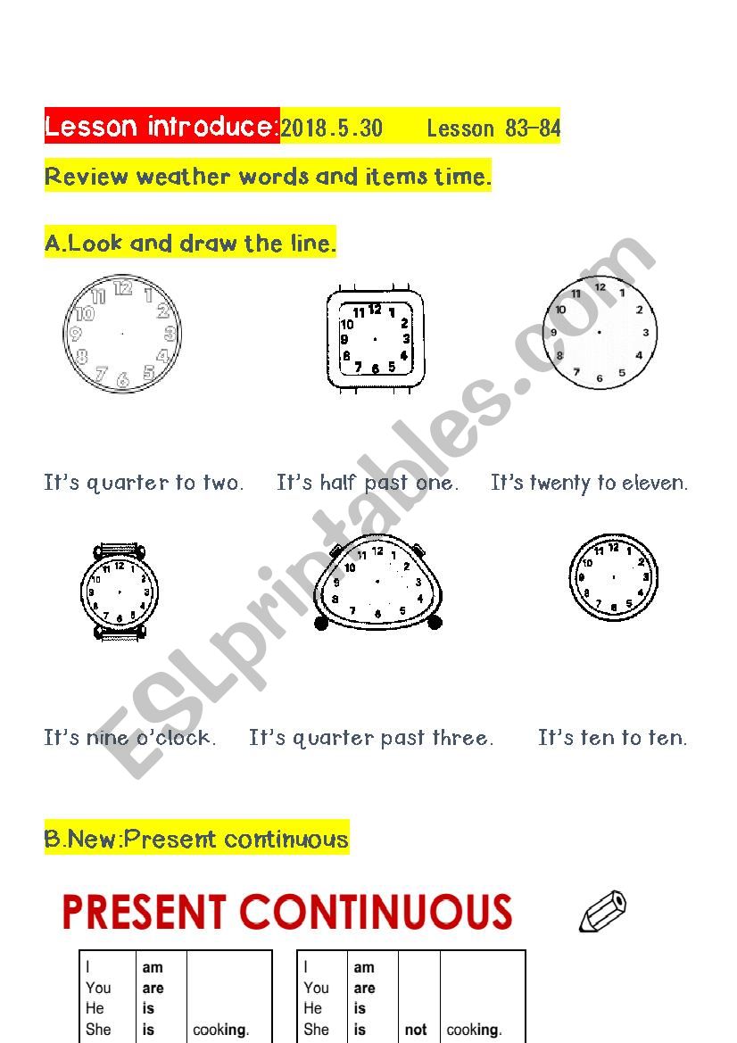 Present continuous worksheet