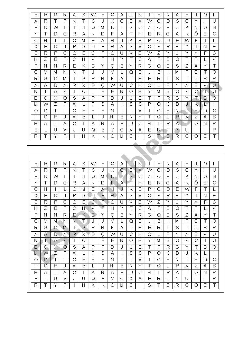 fAMILY MEMBERS CROSSWORDS worksheet