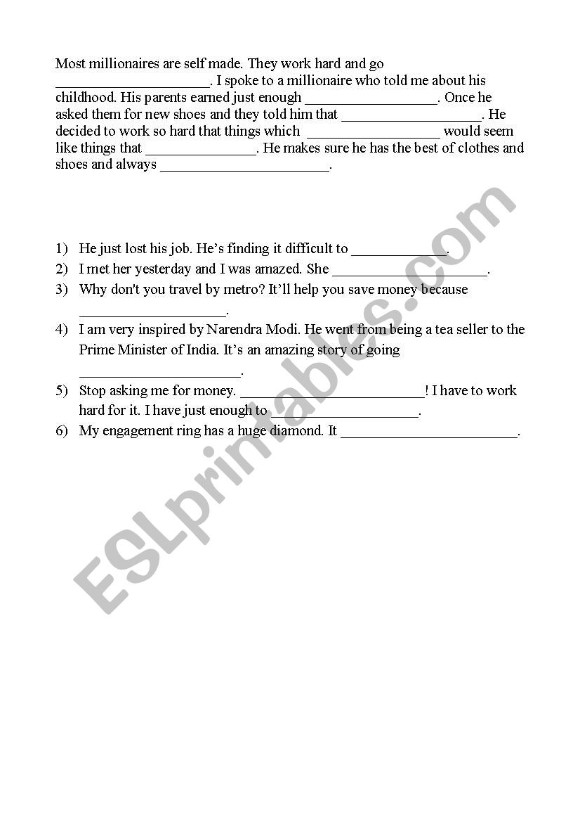 Money Idioms worksheet