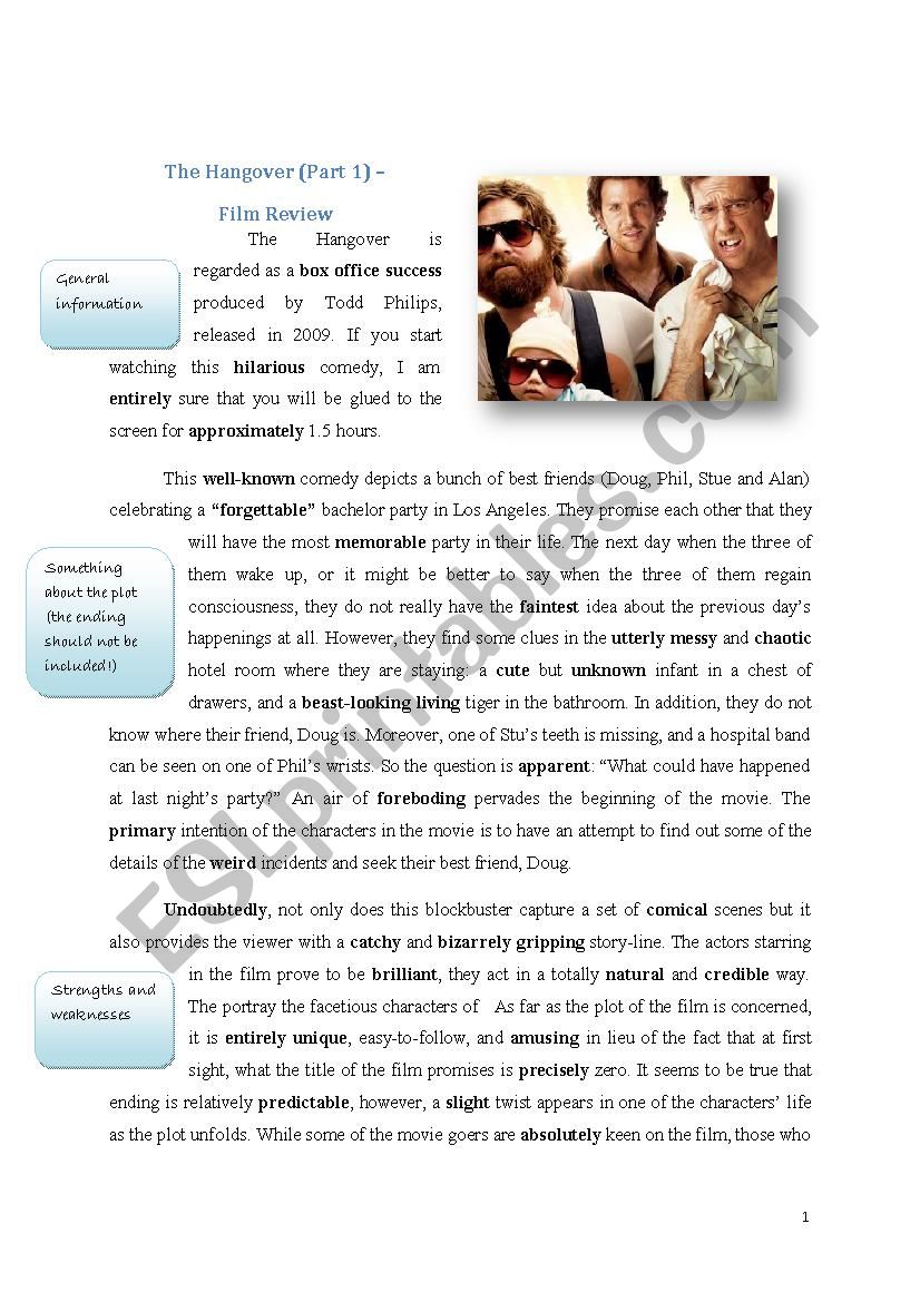 The Hangover-film review worksheet