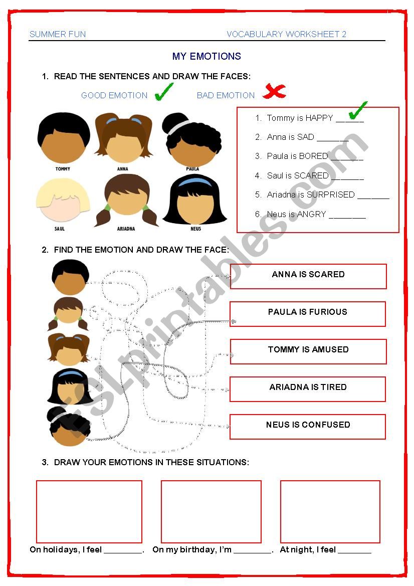 my emotions worksheet