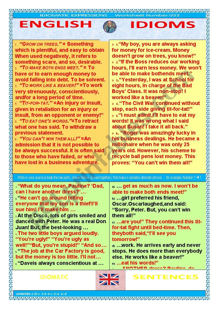 WS 033 Idiomatic Expressions with PPT