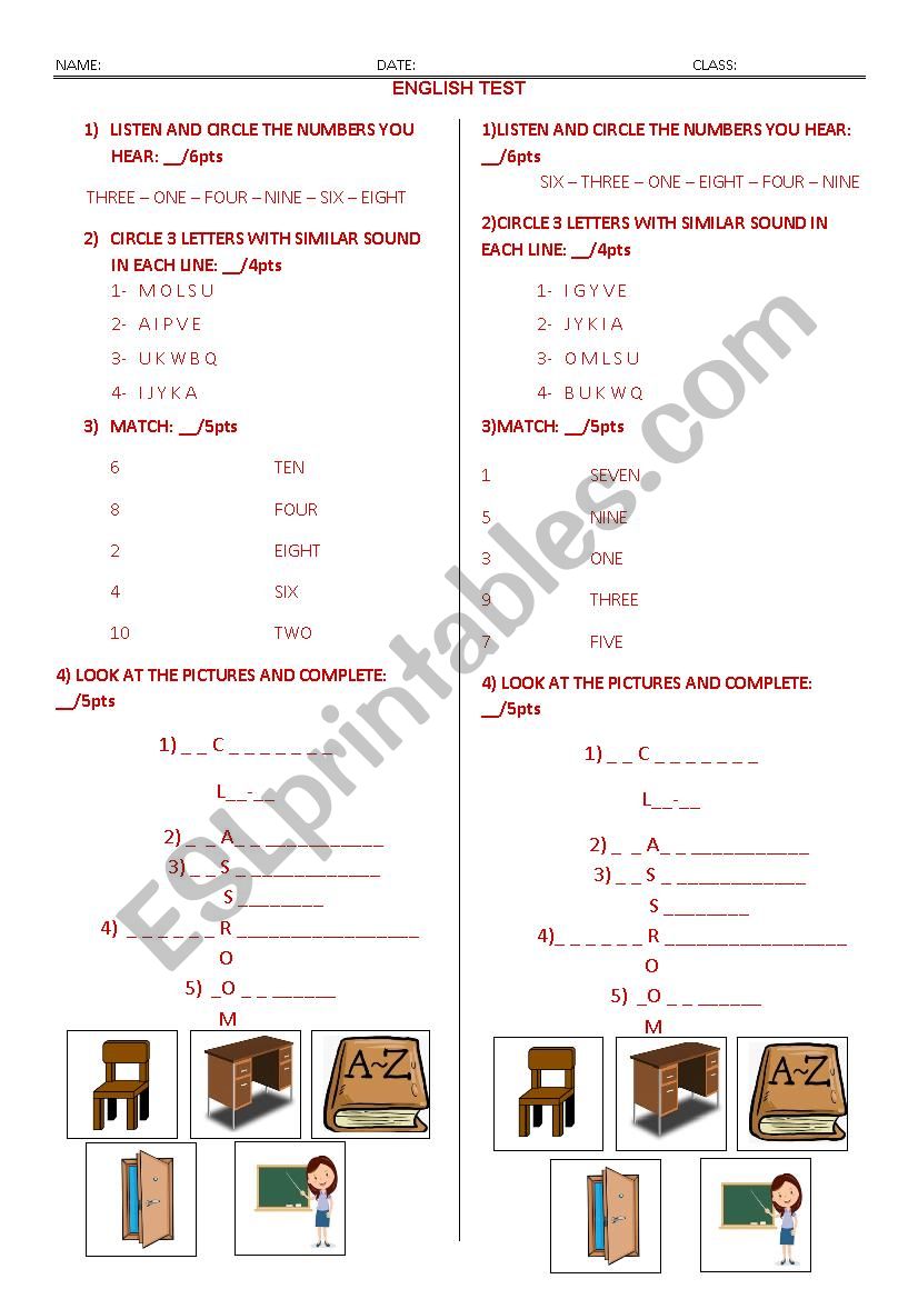 ENGLISH TEST worksheet