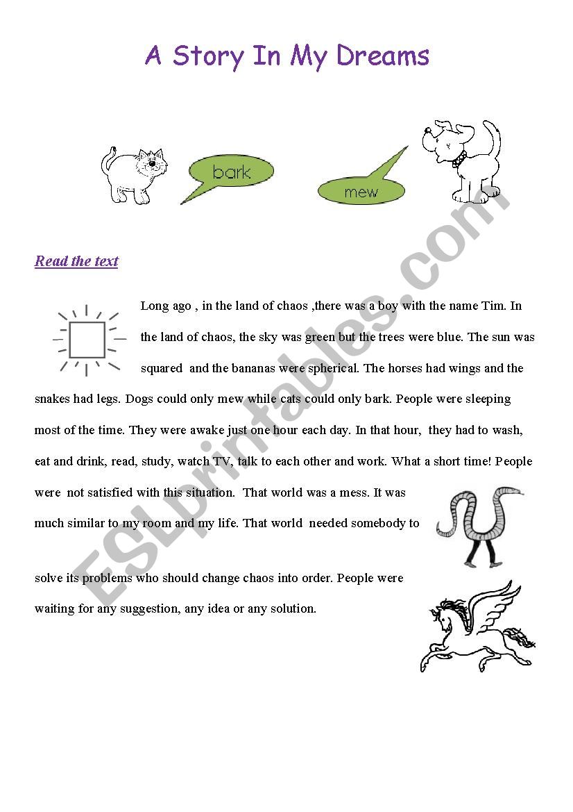 Reading comprehension test worksheet