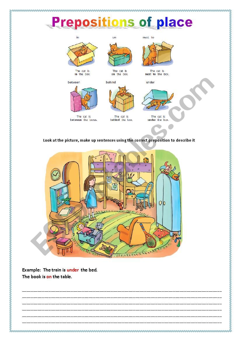 Prepositions of place worksheet