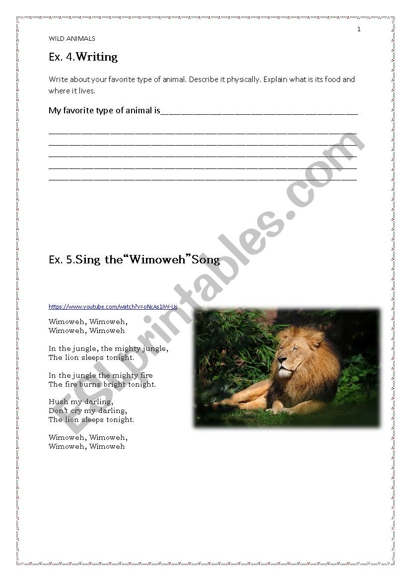 Wild animals 3 worksheet