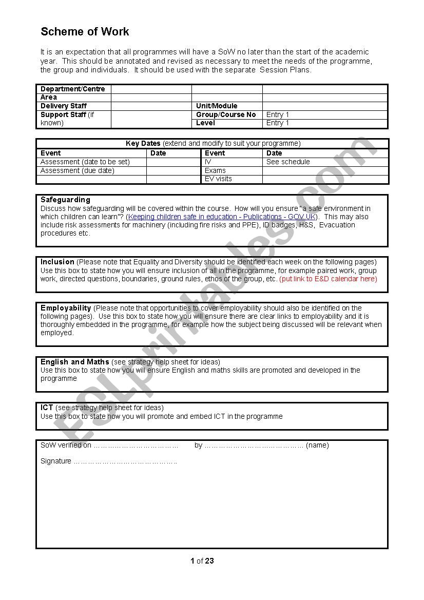 scheme of work young people 1 worksheet