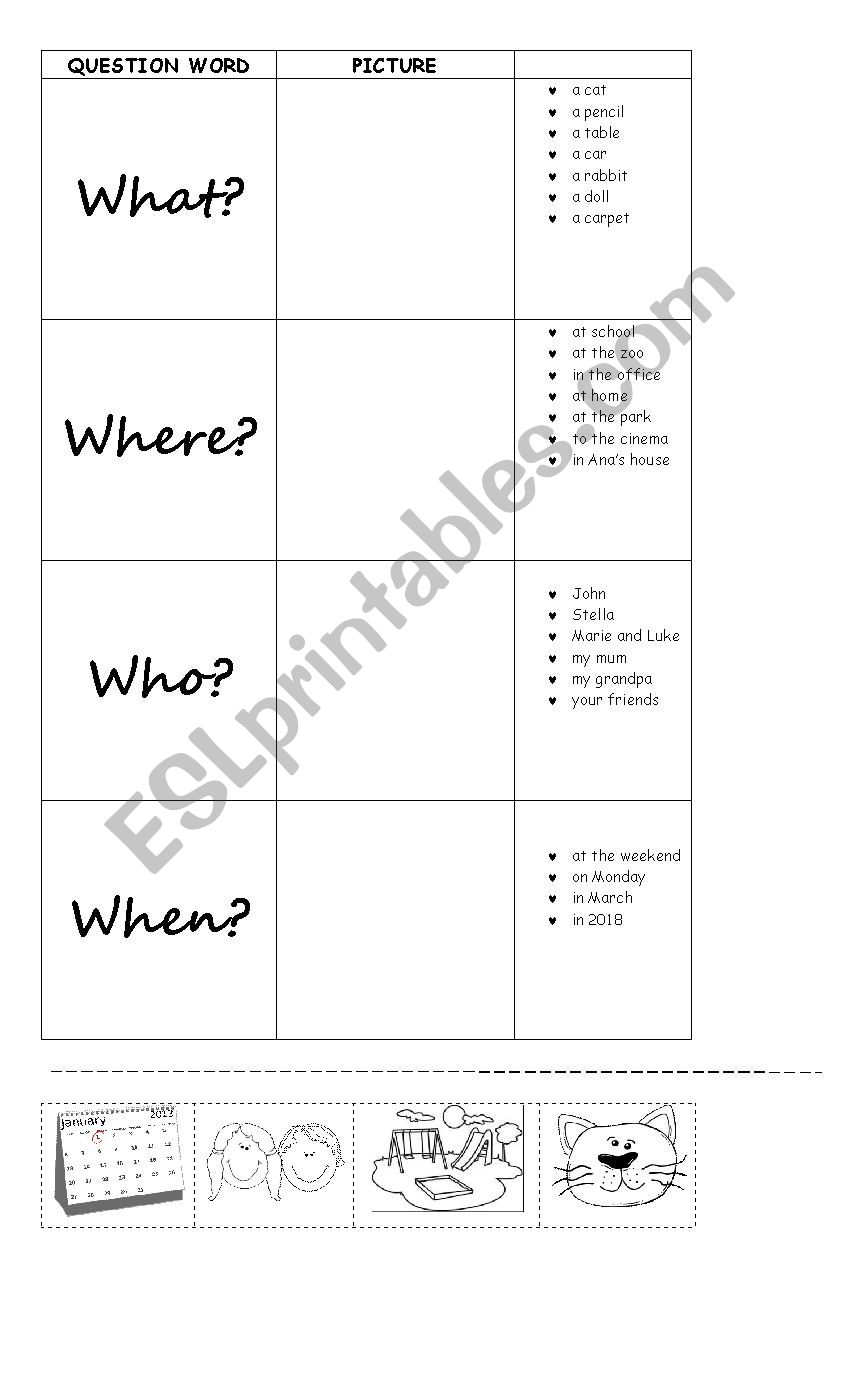 question words worksheet