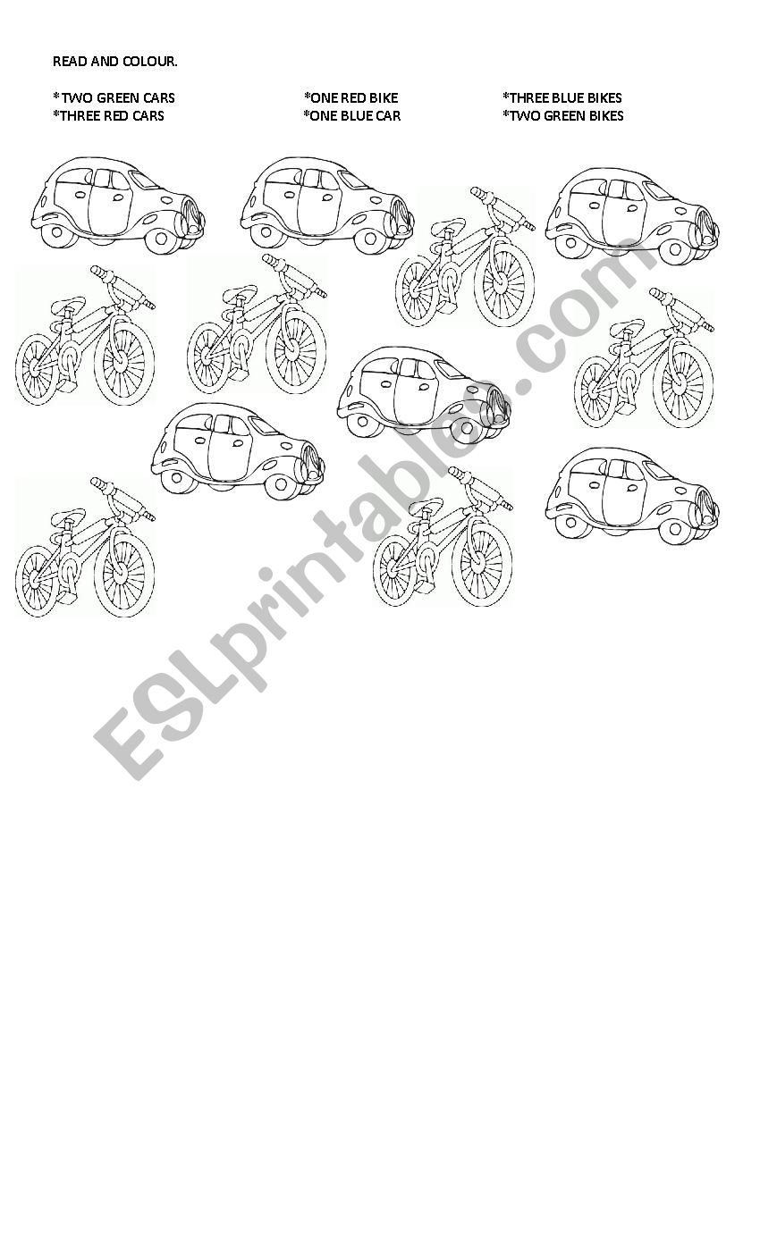 car - bike worksheet