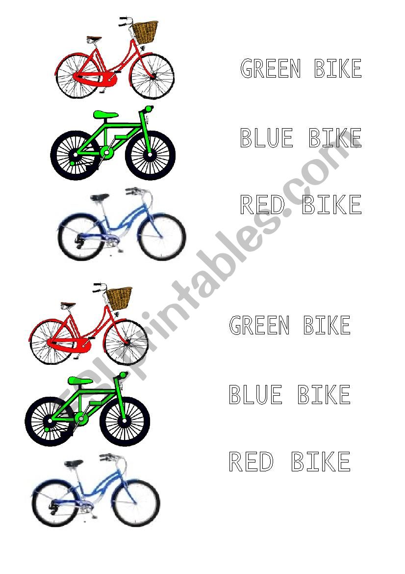 cars - bikes worksheet
