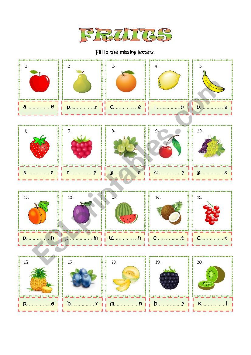 FRUITS  worksheet