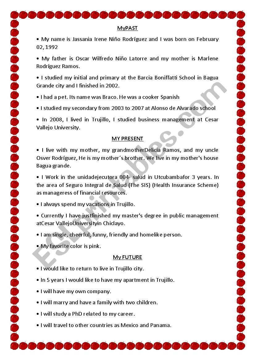 MY BIOGRAPHY worksheet